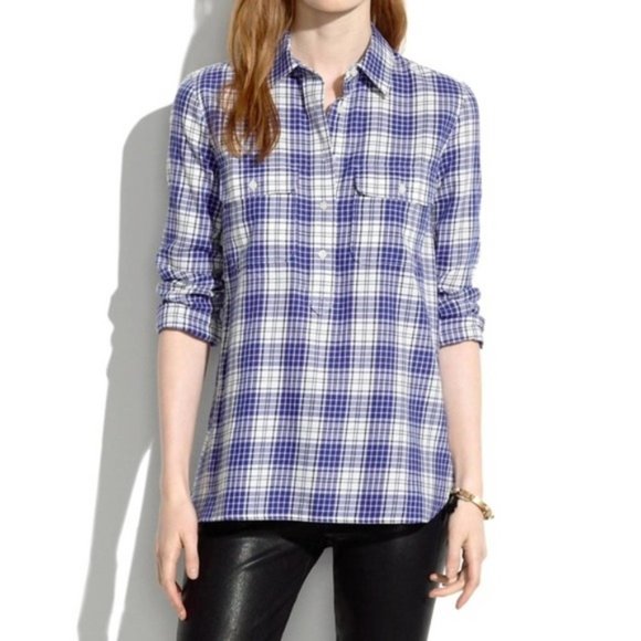 Madewell Tops - Madewell Popover Top in Bluestem Plaid